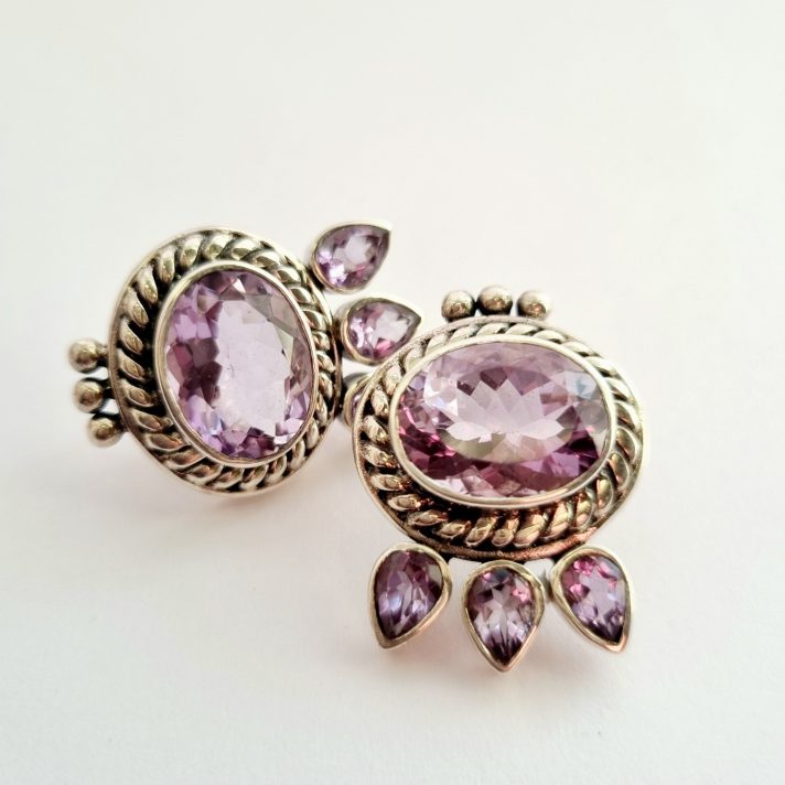 Amethyst Shield Earrings