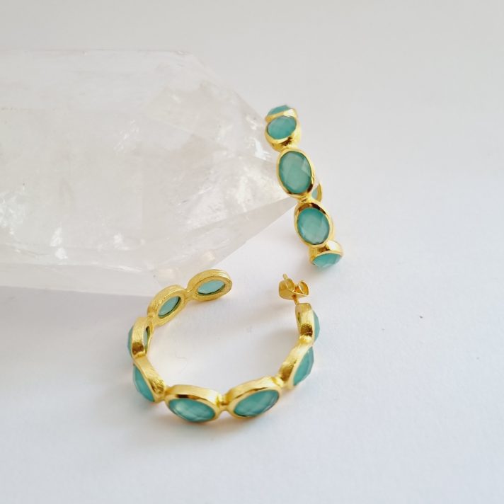 Chalcedony Vermeil Hoop Earrings