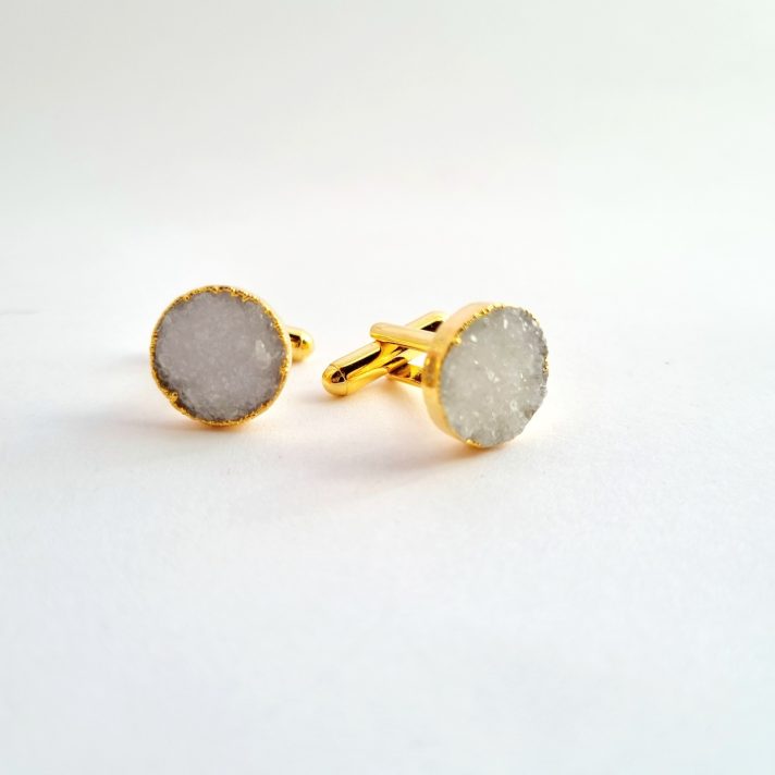 White Druzy Cufflinks