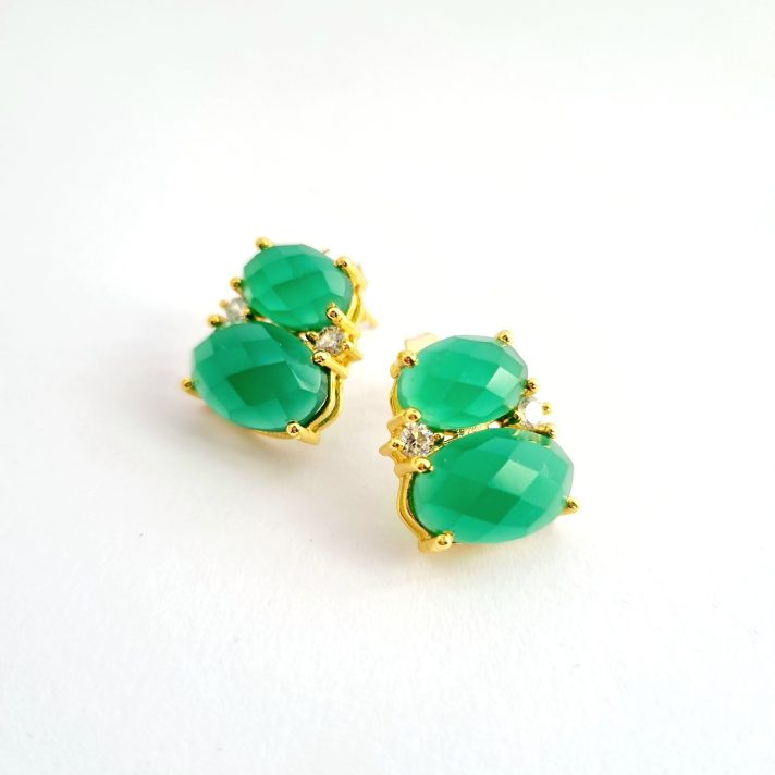 Emerald Agate Double Stud Earrings