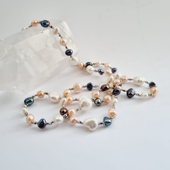 Three Colour Pearl Necklace