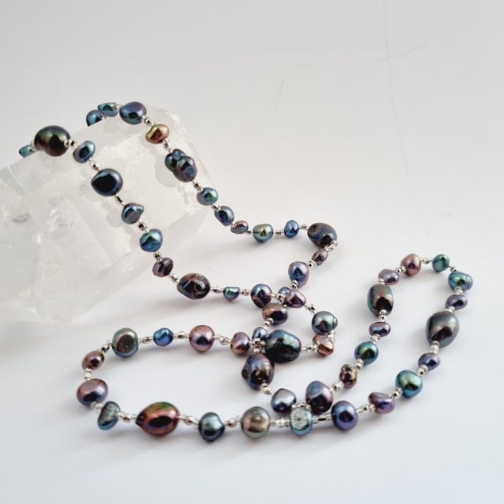 Peacock & Crystal Pearl Necklace