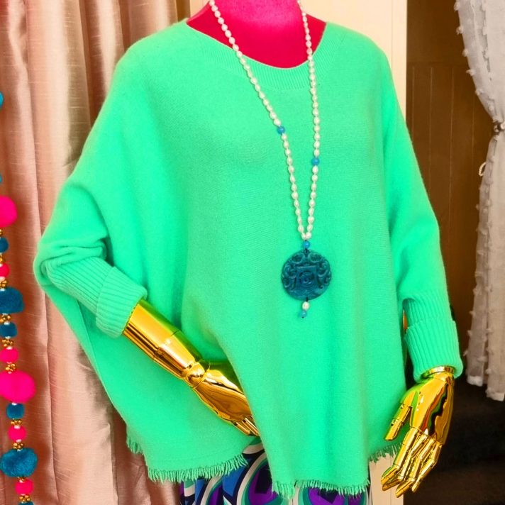 Citrus Green Fringe Sweater