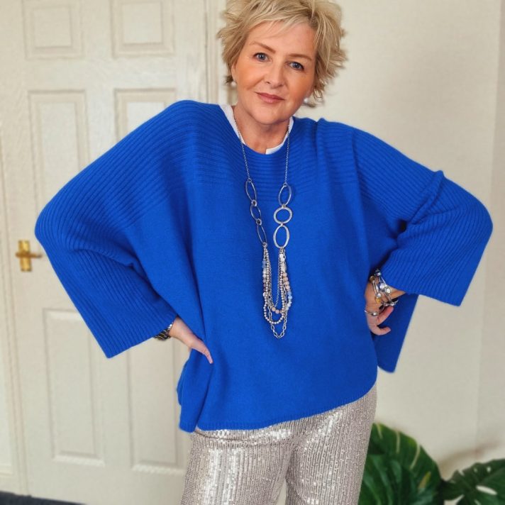 Cobalt Kimono Sleeve Sweater