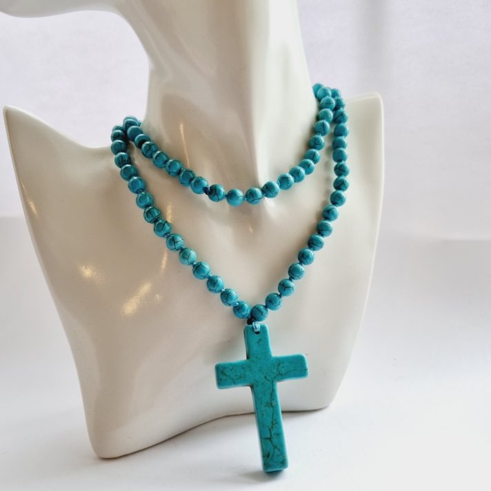 Turquoise Agate Cross Necklace